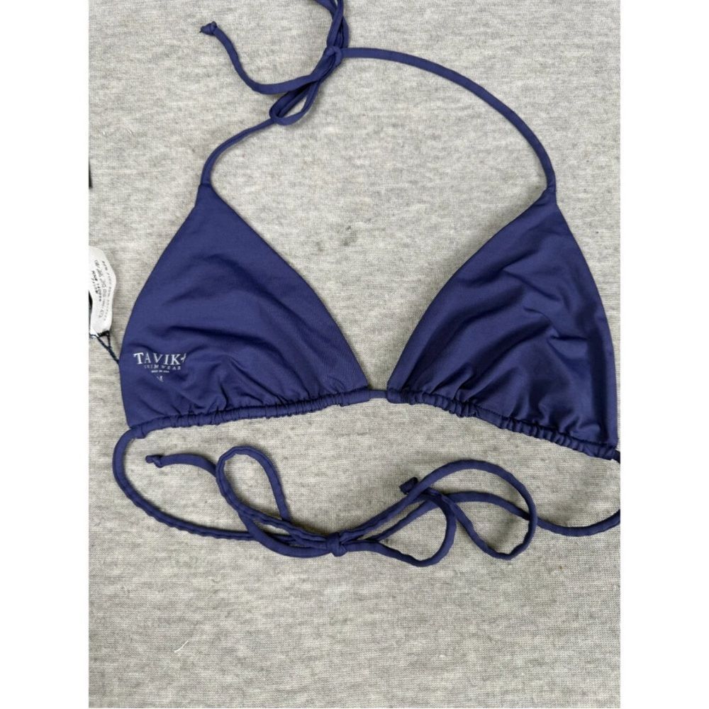 Tavik Halter Triangle Bikini Top Women's Medium Navy Blue Stretch Beach Swimwear - Picture 2 of 5